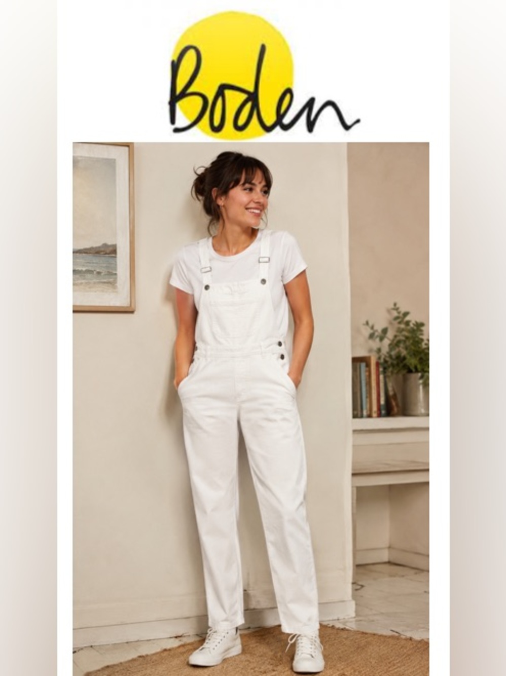 Boden Denim White Bib Overalls / Dungarees Sz 8